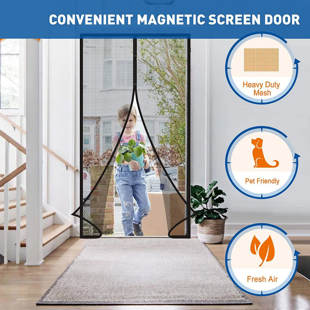 Porte à insectes magnétique montrant une grille robuste, adaptée aux animaux et offrant de l'air frais.