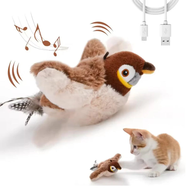 Interactive Chirping Bird Plush Toy for Cats
