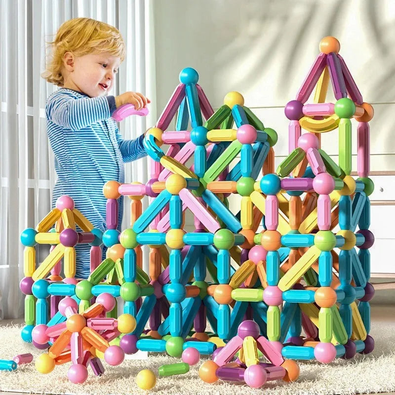 Magnetic Building Sticks and Balls Construction Set - 188 Pieces STEM Toy for Kids