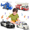 Friction Powered Emergency Vehicle Toy Set with Lights and Sounds