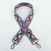 A blue and purple patterned jacquard strap for an elegant crossbody bag.