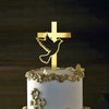 Elegant Gold Acrylic Cross Cake Toppers for Religious Celebrations