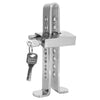 A silver universal steel pedal lock for car anti-theft protection.