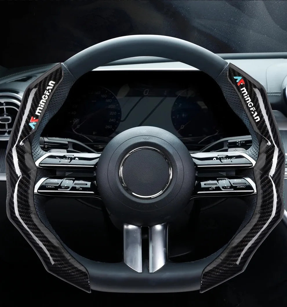 Carbon Fiber Texture Steering Wheel Cover - Anti-Slip & Comfortable Grip