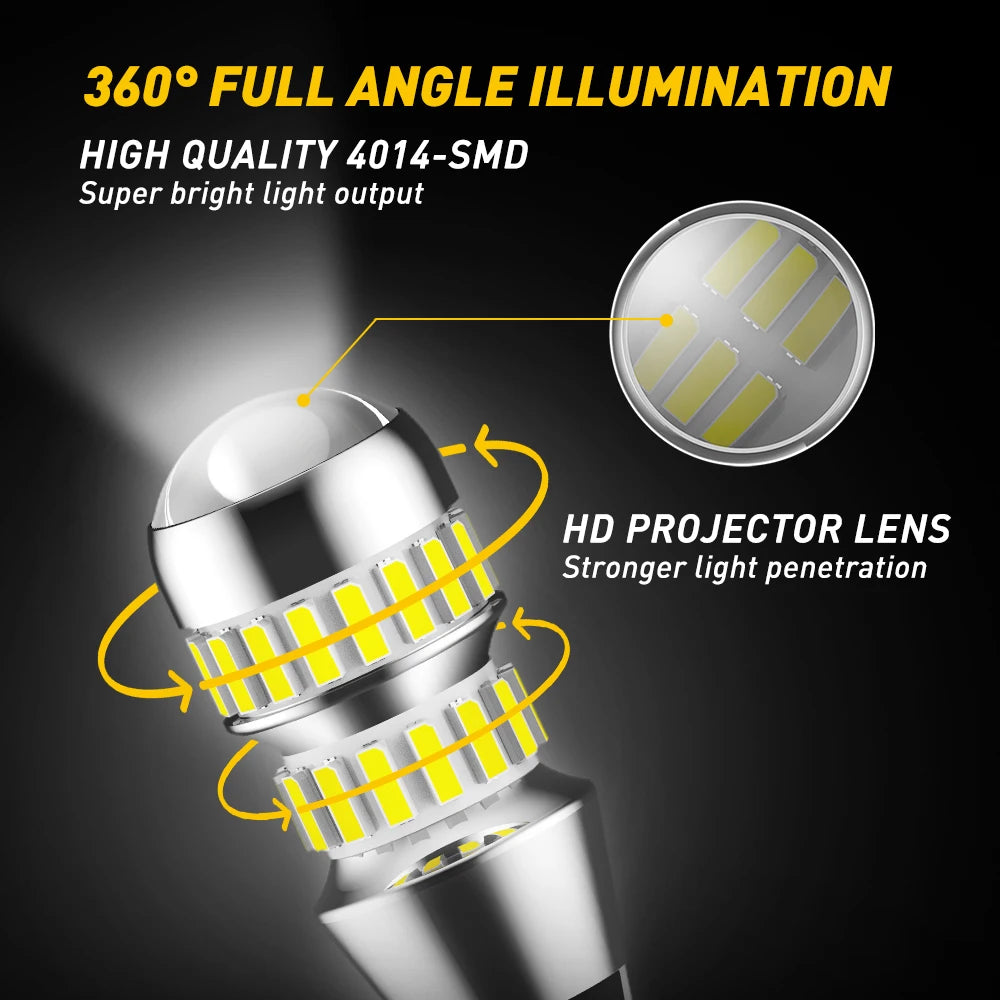 T15/912/921 LED Reverse Light Bulbs – 6000K White, Canbus Error-Free (2 Pack)