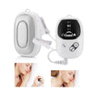 A white handheld device for sleep aid and relaxation, shown with various attachments and usage examples.