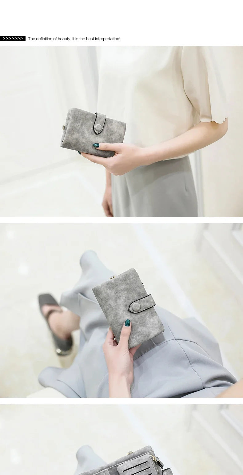 Compact Frosted Tri-Fold Wallet for Women