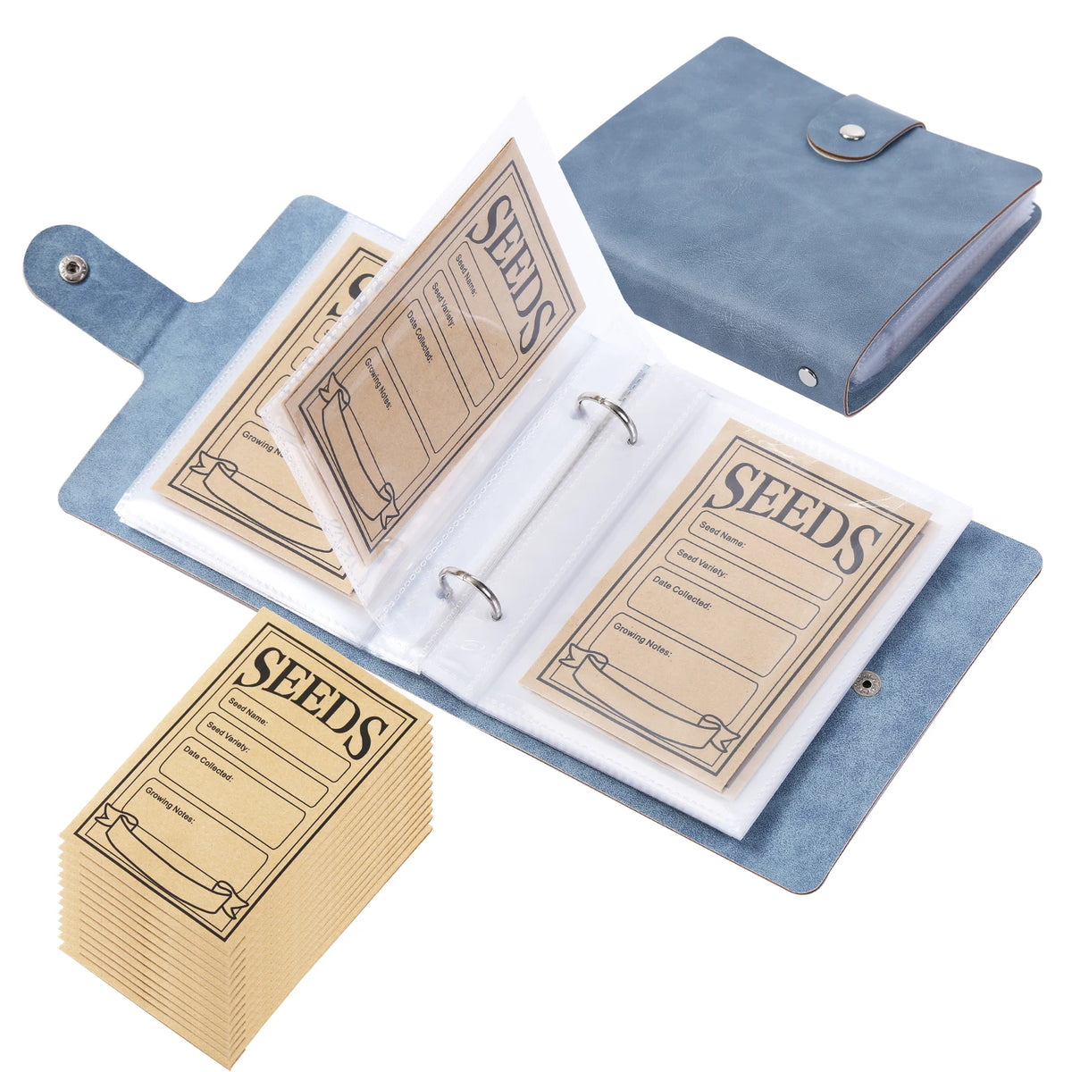 Garden Seed Organizer Binder with Self-Sealing Envelopes