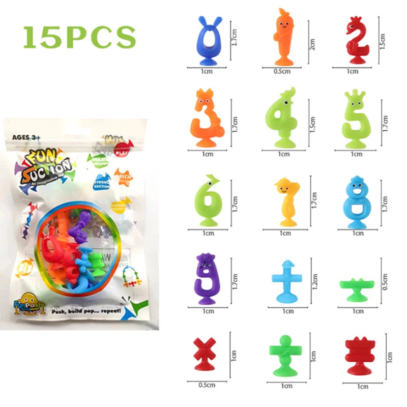 Soft Silicone Animal Building Blocks with Suction Cups