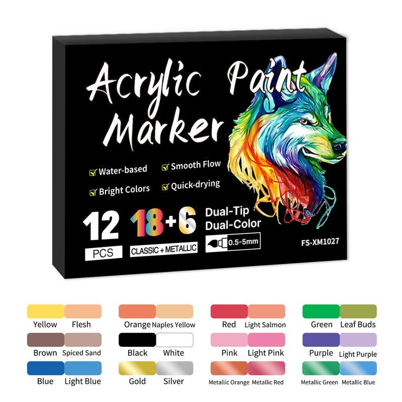 Dual-Tip Acrylic Paint Markers