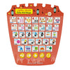 A colorful learning pad with numbered shapes and colors in both Arabic and English for children.