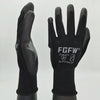 A pair of black breathable PU-coated work gloves shown against a light gray background.