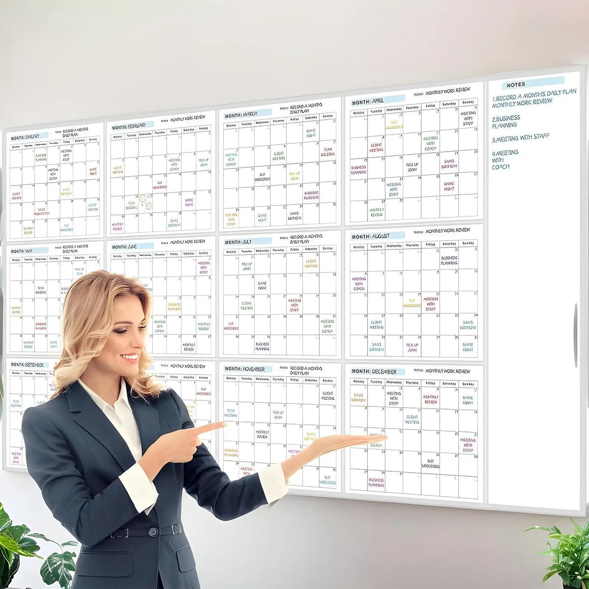Calendrier mural réutilisable effaçable