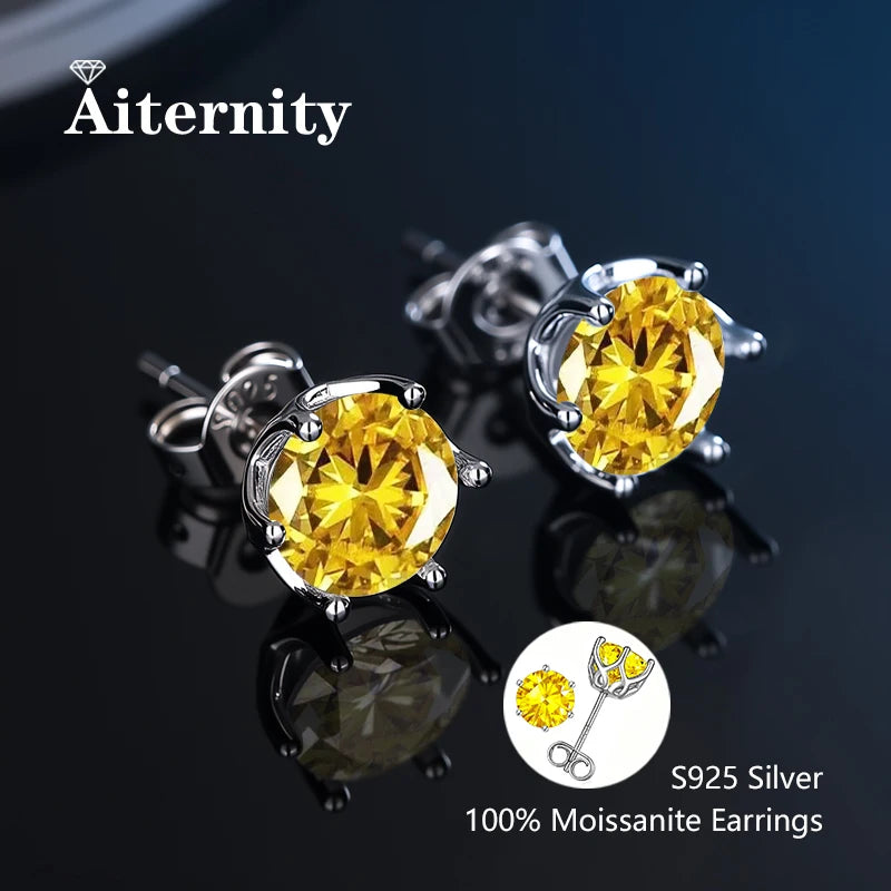 S925 Sterling Silver Moissanite Stud Earrings