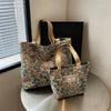 Floral Embroidery Canvas Tote Bag
