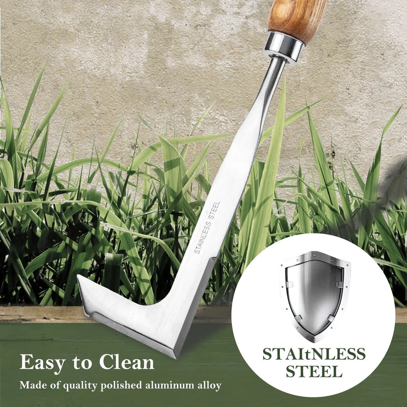 Stainless Steel Crevice Weeder with Wooden Handle
