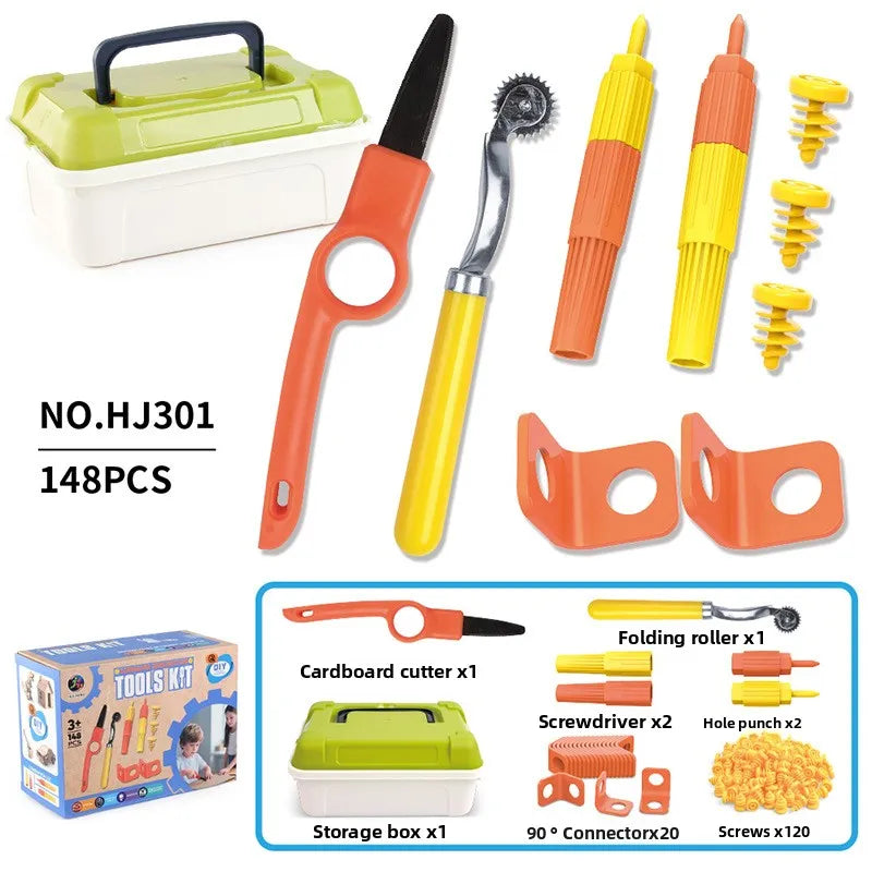 Kids Construction Tool Set with Cardboard Cutter and Toolbox