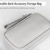 A gray double-deck accessory storage bag with a zipper, designed for large capacity and portable power storage.