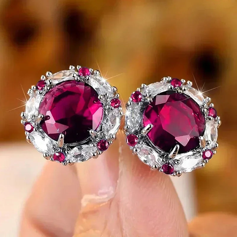 Geometric Cubic Zirconia Stud Earrings