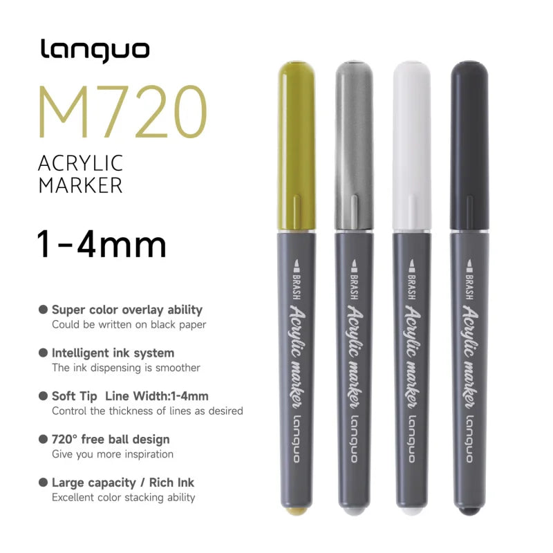 Acrylic Paint Pens - 5 Pack Permanent Markers for Rock, Glass & Metal