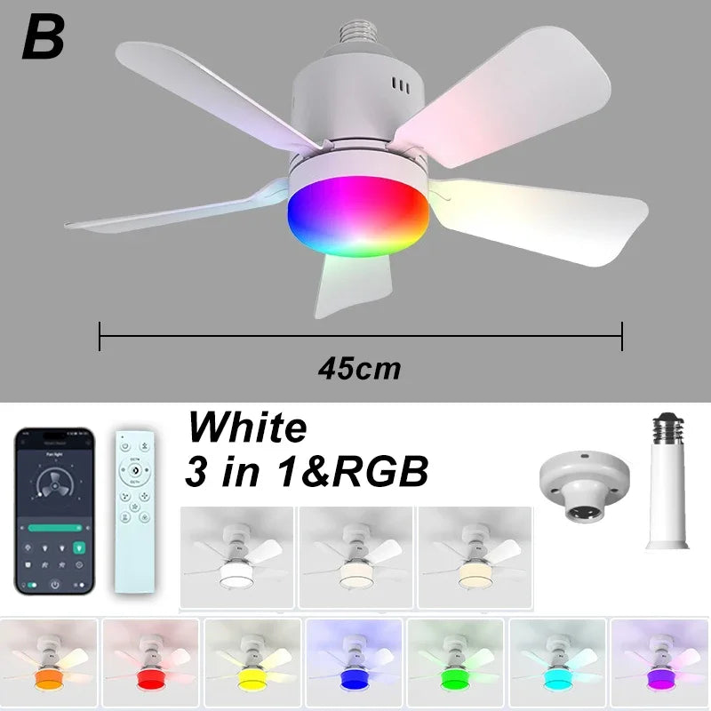 Smart LED Ceiling Fan with RGB Lighting and App Control
