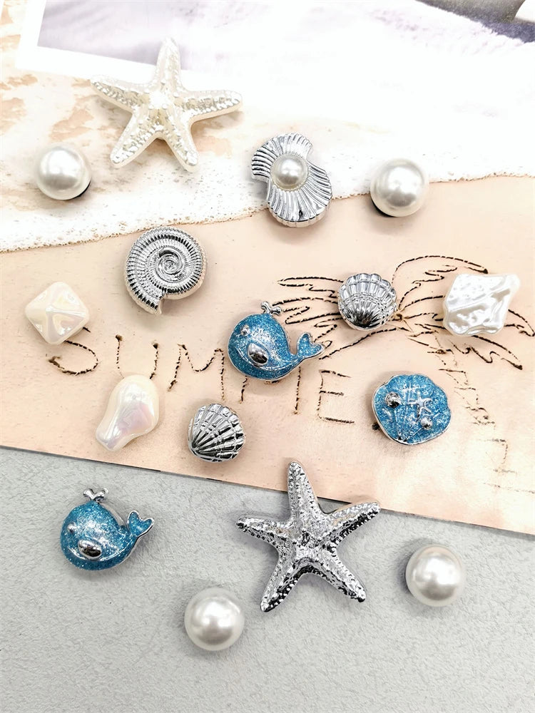 Beach-Themed Shoe Charms Set - 16 Pieces
