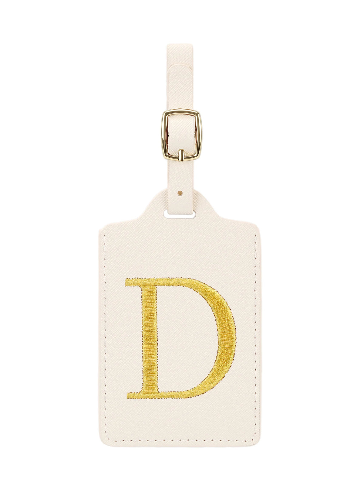 Personalized Embroidered Leather Luggage Tag with Letter Initial