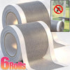 Six rolls of window screen repair tape with a mesh patch and adhesive backing shown in various angles.
