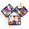 Natural Crystal Chakra Set with Amethyst, Agate, and Selenite