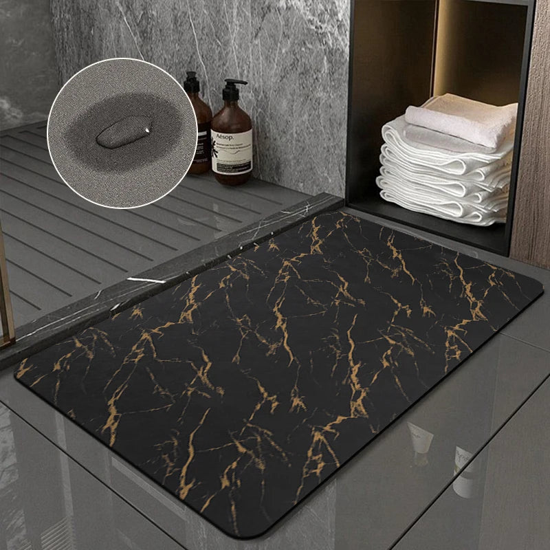 Ultra-Absorbent Diatomite Bath Mat with Non-Slip Rubber Base
