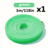 Green portable windproof clothesline 3m/118in roll with one included.