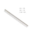 A silver aluminium triangular scale ruler showing various magnification ratios like 1:20, 1:25, 1:50, 1:75, 1:100, and 1:150.