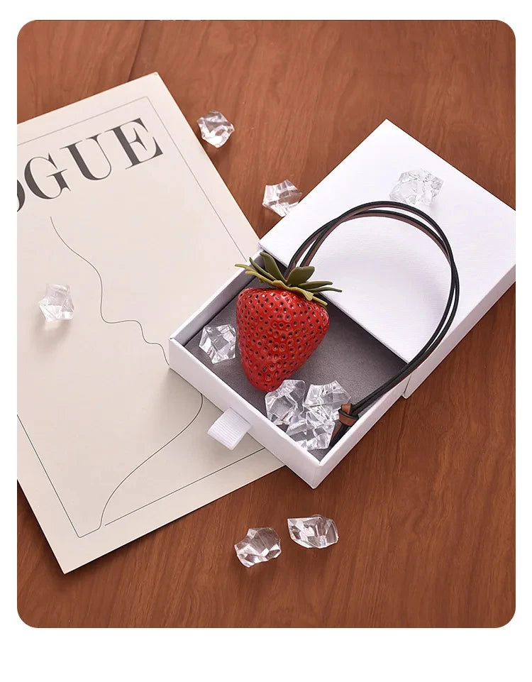 3D Strawberry Bag Charm Keychain
