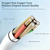 Close-up of a set of oxygen-free copper core earphones showing the wire and tips.