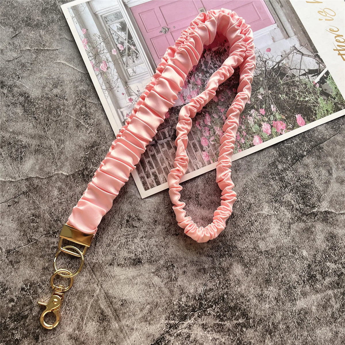 Elegant Gold Keychain Lanyard with Adjustable Neck Strap