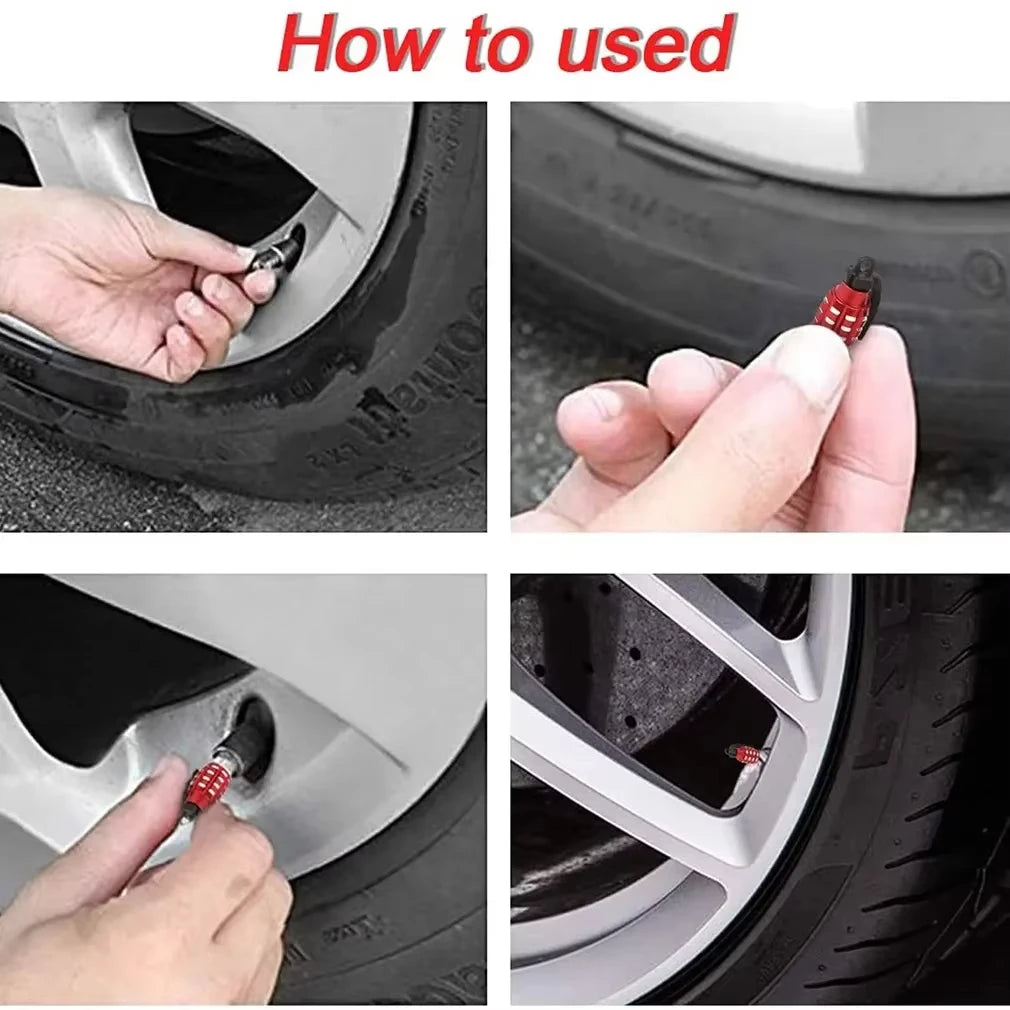 Aluminum Grenade-Style Tire Valve Caps (Set of 4)