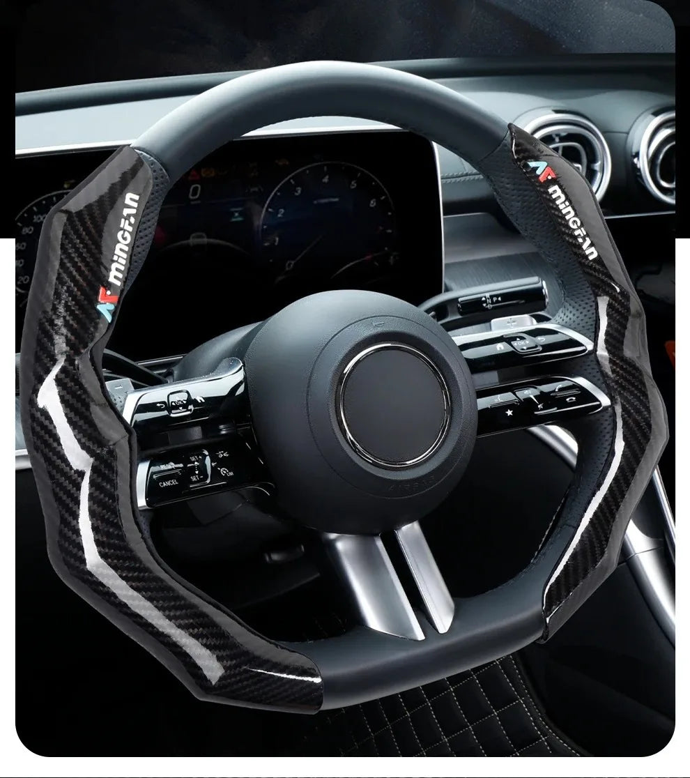Carbon Fiber Texture Steering Wheel Cover - Anti-Slip & Comfortable Grip