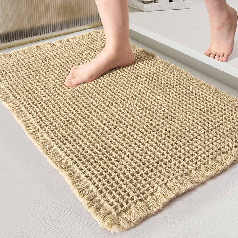 Waffle Weave Bath Mat with Non-Slip Backing