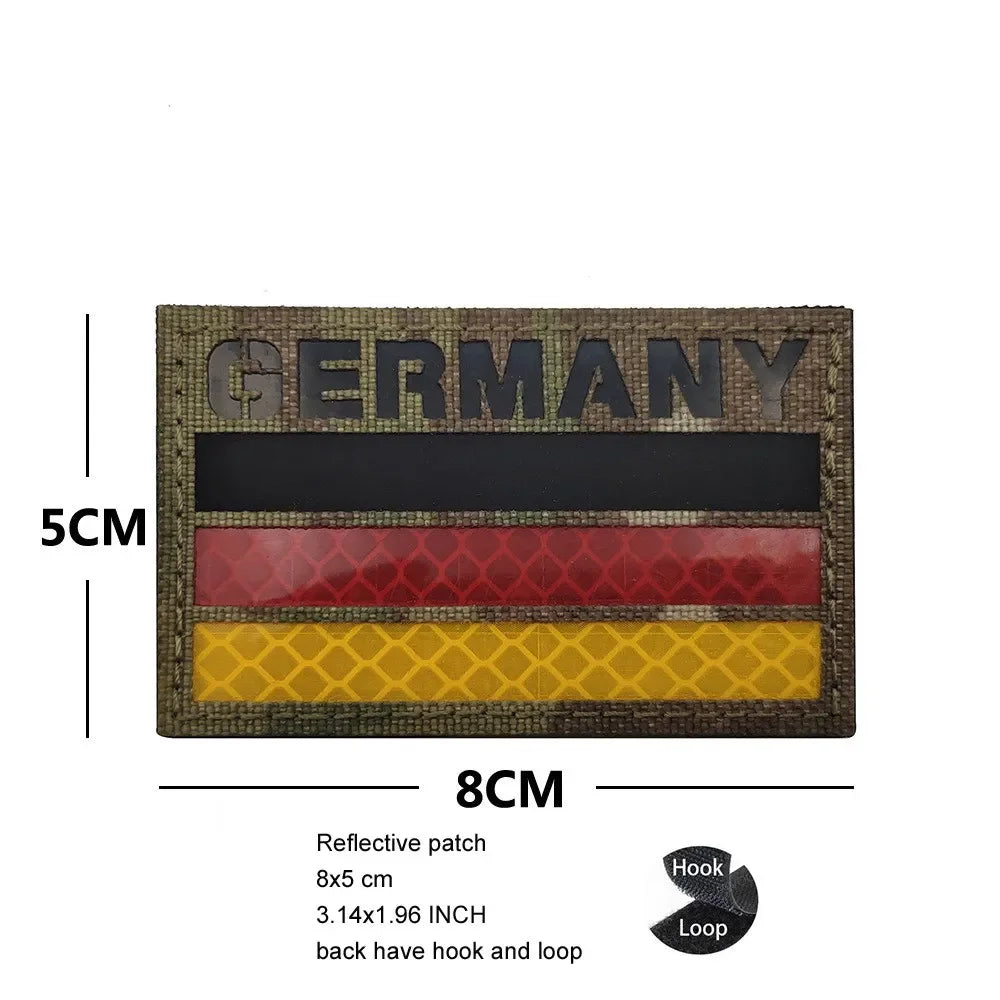 Luminous Reflective German Eagle Patch with Hook-and-Loop Backing