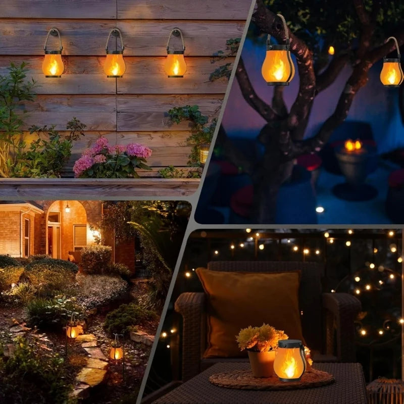 Solar Flickering Flame Lantern with Rope Handle