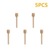 Five natural wood honey dipper sticks displayed individually.