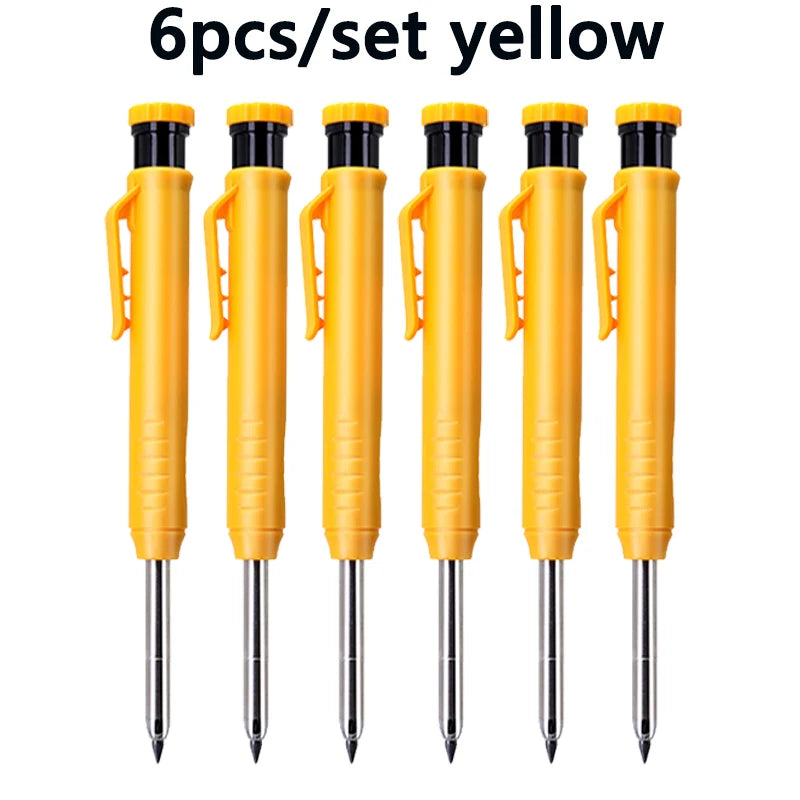 Professional Carpenter Pencils with Built-in Sharpener (Set of 6)