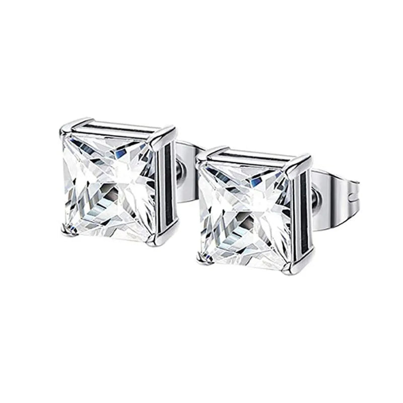 Boucles d'oreilles en acier inoxydable 316L hypoallergéniques avec zircons cubiques