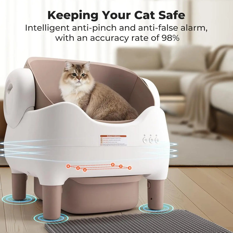 Automatic Open-Top Cat Litter Box with App Control