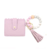 Silicone Bead Bracelet Leather Card Holder Wristlet