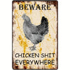 Retro Funny Chicken Farm Metal Sign for Kitchen and Coop