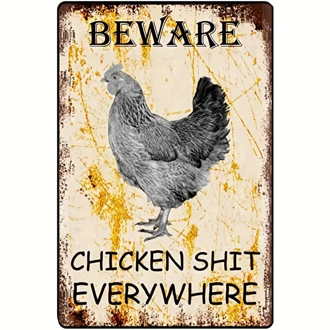 Retro Funny Chicken Farm Metal Sign for Kitchen and Coop