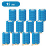A set of twelve blue wall-mounted disposable toilet brush heads stacked in a grid.