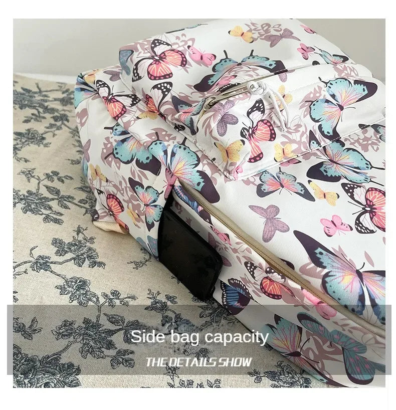 Butterfly Print Canvas Backpack for Women