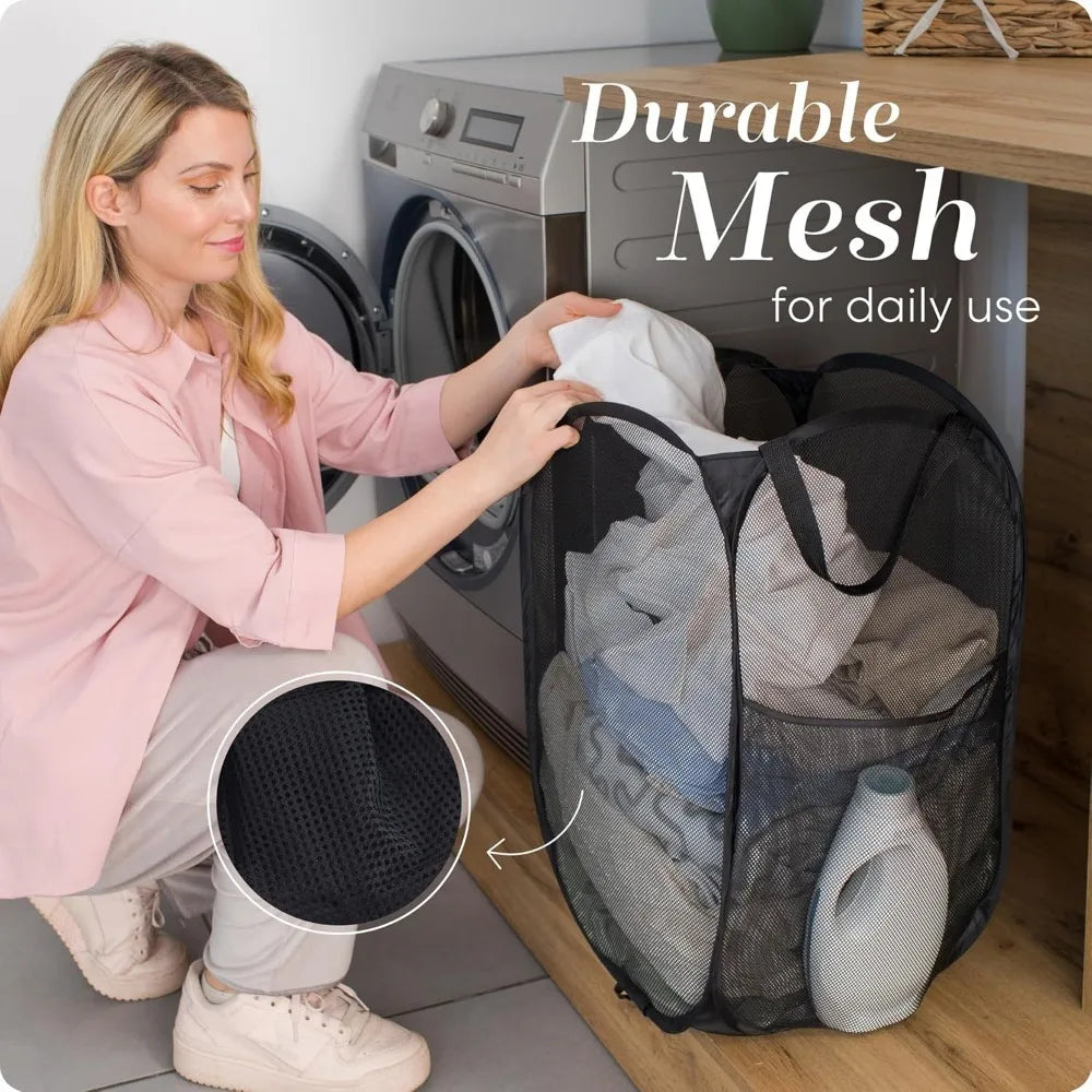 Collapsible Mesh Laundry Basket with Handles
